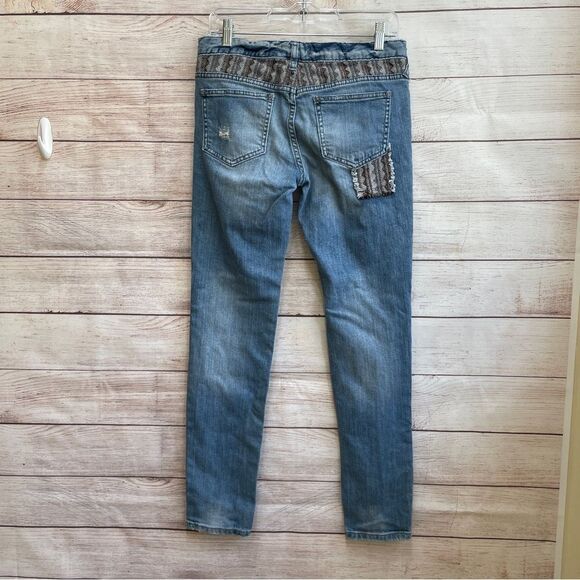 FREE PEOPLE DISTRESSED PATCHWORK JEANS - Picture 5 of 7